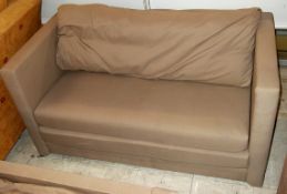 1 x Childs Sofa / Guest Bed - Ref FC530 - Covered In A Light Chocolate Coloured Fabric - Ex