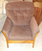 1 x Winchester Upholstered Chair By Cintique - Ref: FC218 - Lovely Light Brown Chenille Fabric -