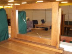 1 x Solid Oak Framed Swivel Mirror - Ref: FC689 - Ex Display Stock **Damaged, See Pictures** - W85cm