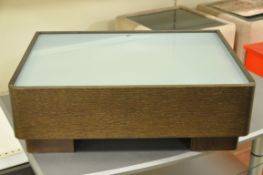1 x Dark Wood / Glass Top Bedside Unit - Ref: FC740 - Ex Display Stock In Great Condition - W60