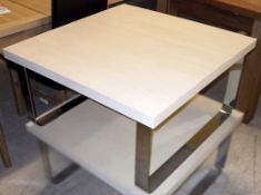 1 x Coffee Table - Ref: FC703 - Square Top In A Light Wood Effect Finish On Metal Frame - W80 D80