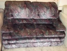 1 x Gorgeous Fabric Covered 2 Seater Sofa - Ref: FC491 - Patterned Chenille In Shades Of Purple &