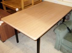 1 x Large Table - Ref FC474 - Lovely Light Wood Effect Finish And A Sturdy Metal Frame In Black -