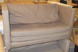 1 x Childs Sofa / Guest Bed - Ref FC529 - Covered In A Light Chocolate Coloured Fabric - Ex