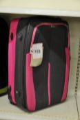 1 x Pink / Dark Blue Holiday Luggage On Wheels - 68 x 46 x 23cm - Ref: FC933 - Ex Display Stock -
