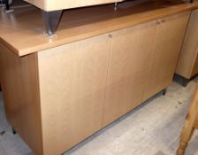 1 x 3-Door Sideboard - With A Light Wood Finish - Ref: FC562 - Pre-built, Ex Display Stock In Good