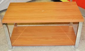 1 x Beech Coffee Table With Shelving - Ref: FC791 - Ex Display Stock In Great Condition -W100 D50
