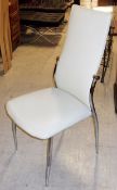 1 x Beige Faux Leather Chair - Ref: FC479 - Modern Style With A Chrome Coloured Metal Frame -