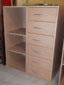 1 x Six Drawer Unit - Perfect In Any Home Or Office - Light Beech Effect Finish - Ref: FC673 - D50