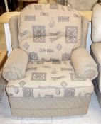 1 x Luxurious Upholstered Fireside Chair - Ref: FC222 - Covered In A Stylish Honey Coloured