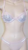 1 x Christian Lacroix Designer Lingerie Set - R17 - Gorgeous Light Pink Lace Design With Pale Blue