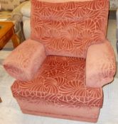 1 x Luxurious Upholstered Chair - Ref: FC220 - Covered In Burnt Orange Chenille Fabric - Very