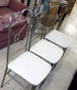 3 x Matching Chairs - Ref FC510 - Each Chair Features A Cream Upholstered Seat On An Ornate Metal
