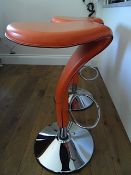 1 x Boss Adjustable Modern Orange Leather Barstool By Cattelan Italia – ** RRP £700 ** -
