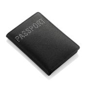 1 x Genuine Fine Leather Passport Cover / Holder With Swarovski Elements By ICE London - EGW-6010-BK
