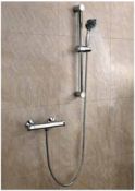 1 x Scudo Exposed Thermostatic Shower Valve With Adjustable Riser Rail Shower Kit and Fast Fix