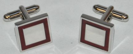 10 x Pairs of Genuine Square Rim Cuff Links by Ice London – Color : Red – Model : EGCL-102008 RD –