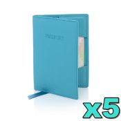 5 x Genuine Fine Leather Passport Covers by ICE London – EGW-6006-TQ - Colour: Turquoise - Fits