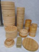 Assorted Bamboo Steamers - Total of 60 Pcs – Ref : CAT016 – Various Types Including Lids, Trays,