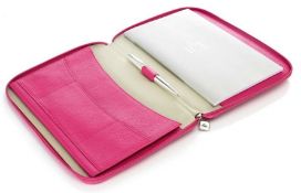 1 x Genuine Leather Travel Zip Folder / Ipad Case by ICE London - EGF-6005 PK - Colour: Pink -