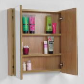 1 x Victoria Plumb TEAK Mirrored Bathroom Wall Cabinet - Two Door Wall Unit With Internal Shelf -