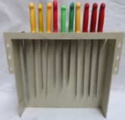 10 x Chefs Knives & Plastic Wall Mountable Rack – Ref: CAT033 – Used – Recently Removed from a