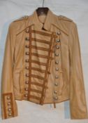 1 x Boddicca Geniune Hand Made Lamb Beige Leather Jacket – UK Size 10 – High Resale Value – Ref :