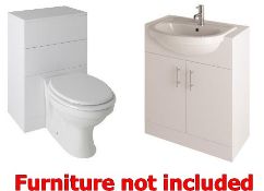 1 x Kudos Toilet & Basin Set - Includes Semi Reccessed 1 Tap Hole 550mm Sink Basin & Back to Wall WC