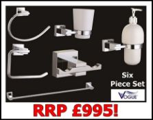 5 x Vogue Series 4 Six Piece Bathroom Accessory Sets - Each Set Includes WC Roll Holder, Soap