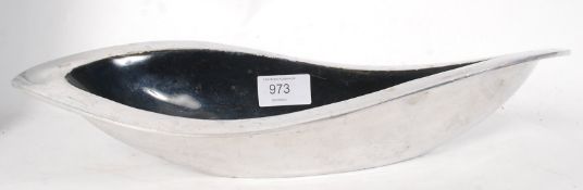 A retro 1970's ebonised chrome Danish leaf dish. Shaped form with ebonised interior. measures