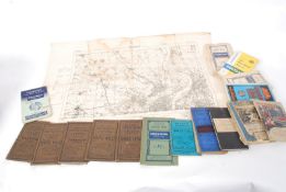 A collection of vintage maps some linen back to include Bacons Motoring and Cycling maps, Ordnance