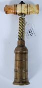 A brass Thomson patent cork screw with bone handle circa early 1800's