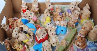 A large collection of Pendelfin figurines to include Friends Forever, Bean Bag, Jody, Sue, Magician,