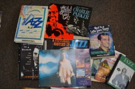 A collection of books and programmes on Jazz and blues music to include Charlie Parker, Chet Baker