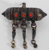 An early 20th century / late 19th century white metal Qing Xi seal brooch.  Weight 14.8 grams