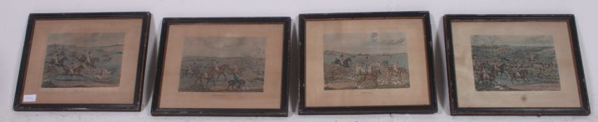 A collection of 4x Acken antique hand coloured prints of hunting scenes, 1841.