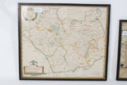 Robert Morden; Leicester; hand coloured engraved map of the county. Later framed.