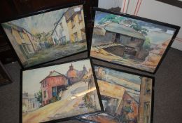 Hyett; A collection of 4 mid 20th century Tuscan Watercolour paintings of village / street scenes