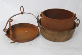 A good vintage Wednesbury cast iron cooking pot / jam pot along with two others.