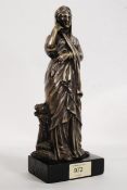 An early 20th century cast metal statue of Goddess Demeter, known locally as 'Sally On The Barn,' of