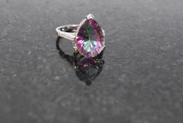 A white metal 925 silver heart shaped ring with cubic zirconia's to the shoulders.  Weight 5.4