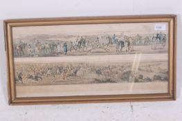 A pair of 19th century handpainted lithograph Coaching and Hunting Prints ` My Souls on fire '