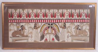 A 20th century Egyptian fabric embroidered tapestry panel being framed and glazed. Measures: 41x99
