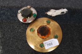 SCOTTISH; A collection of Scottish jewellery to include a white metal rabbits foot thistle brooch