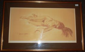 Spencer Roberts; Pauline. study of a nude, framed and glazed. Signed to lower corner, and artists
