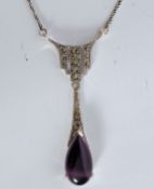 An Art Nouveau style silver marcasite an