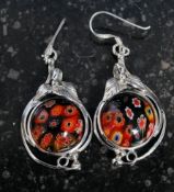 A pair of silver galss murano earrings