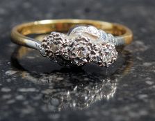 18ct yellow gold and platinum three ston