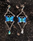 A pair of silver and enamel earings
