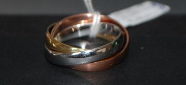 9ct three colour gold russian wedding ri